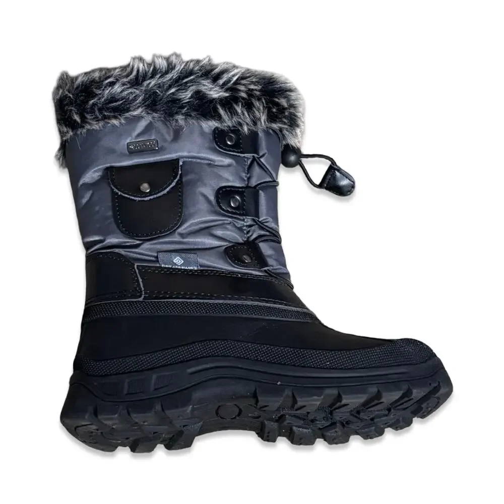 Dream Pairs Kids Waterproof Snow Boots Grey Black Faux Fur Lined Winter‎ US 1